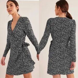 Boden Wrap Detail Mini Dress Size 16/18L Black